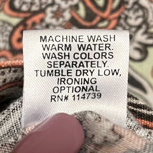 Flax Linen Button Down Shirt Womens SZ Small Paisley Boho Hippie Lagenlook Artsy - Picture 7 of 7